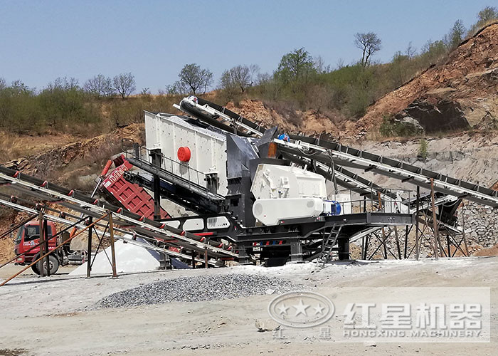 小型移動石子機加工現(xiàn)場