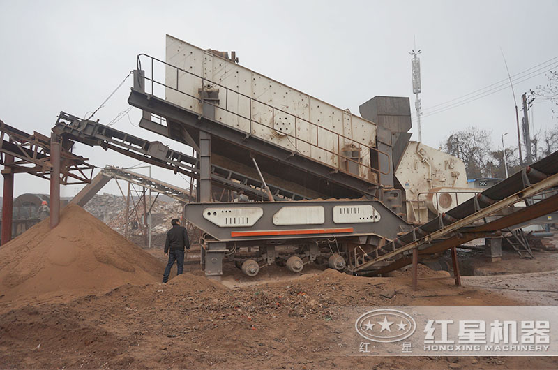 湖南株洲移動式建筑垃圾破碎生產線