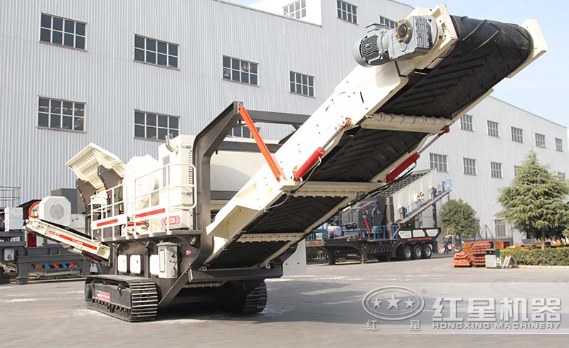 紅星履帶式Wotetrack雙動力建筑垃圾破碎機高配置、優(yōu)性能，破碎建筑垃圾更高產(chǎn)