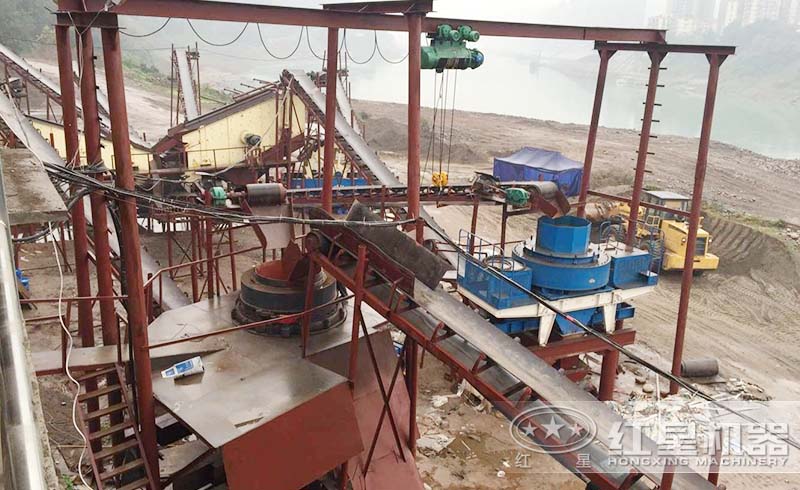 紅星用戶鵝卵石打砂生產(chǎn)線現(xiàn)場(chǎng)